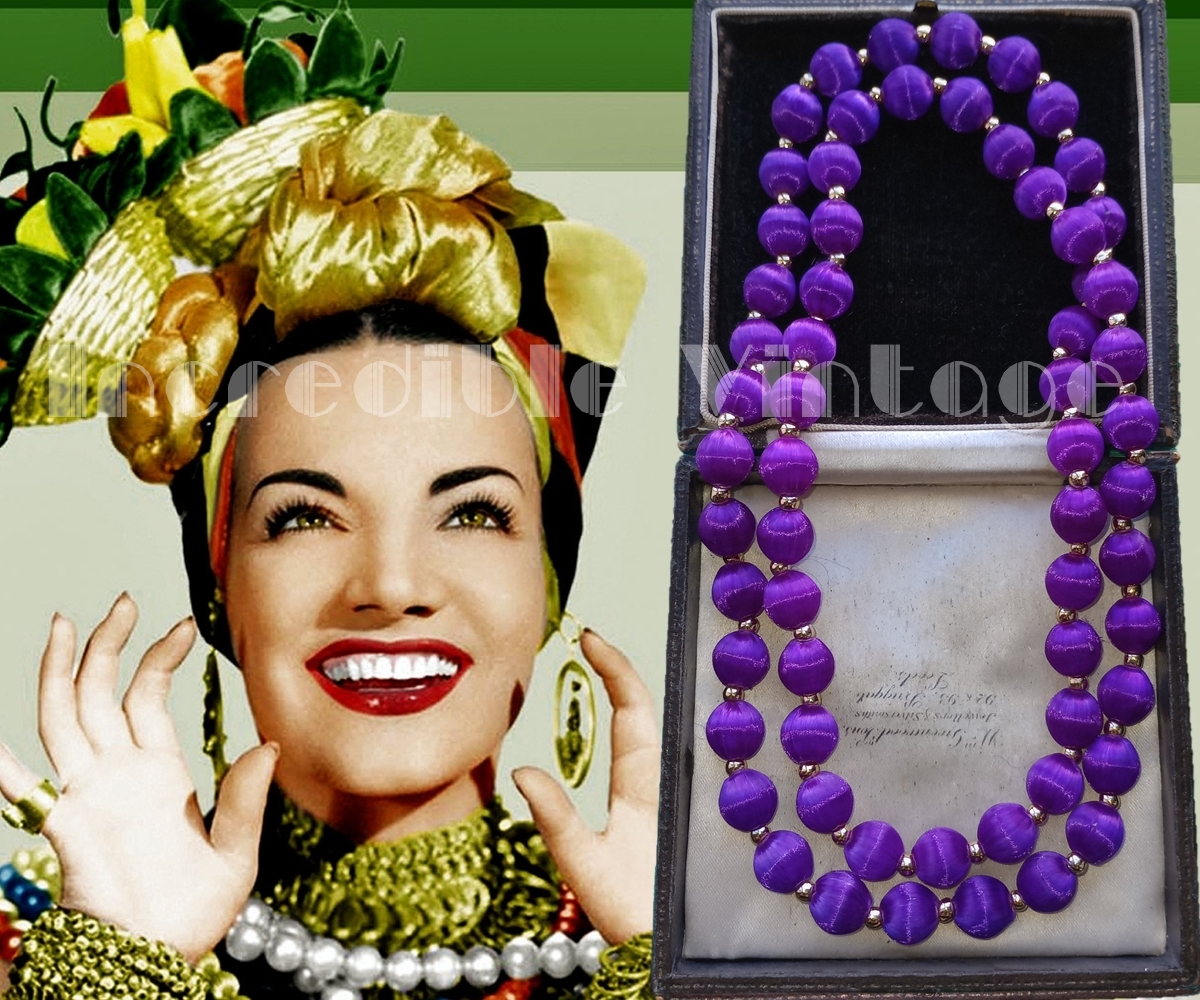 1930's vintagebeadsネックレス 1930's Art Nouveau 9K Silver Amethyst Necklace（1930年代